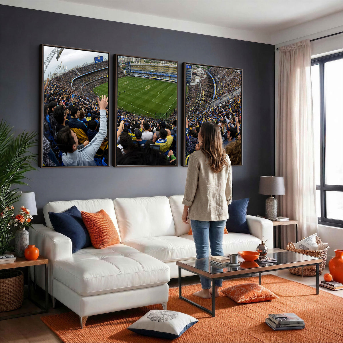 23173-MGV-CV-36X24 - Boca Juniors Soccer Team Print, Buenos Aires Bombonera, Framed and Ready to Hang