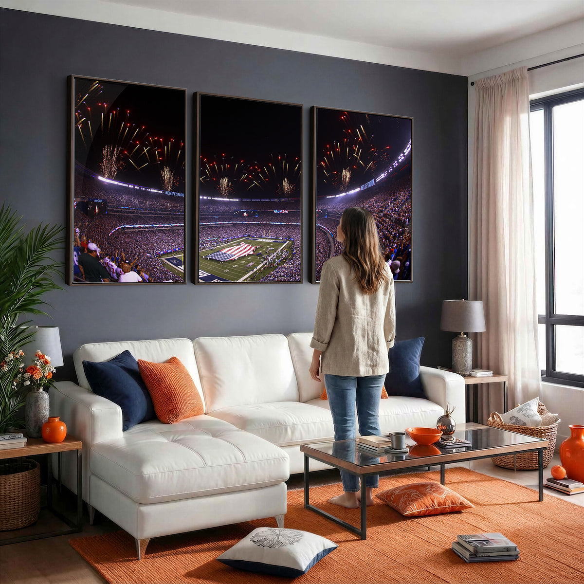 56360-MGV-CV-36X24 - New York Giants Football Team Print, East Rutherford MetLife Stadium Wall Art