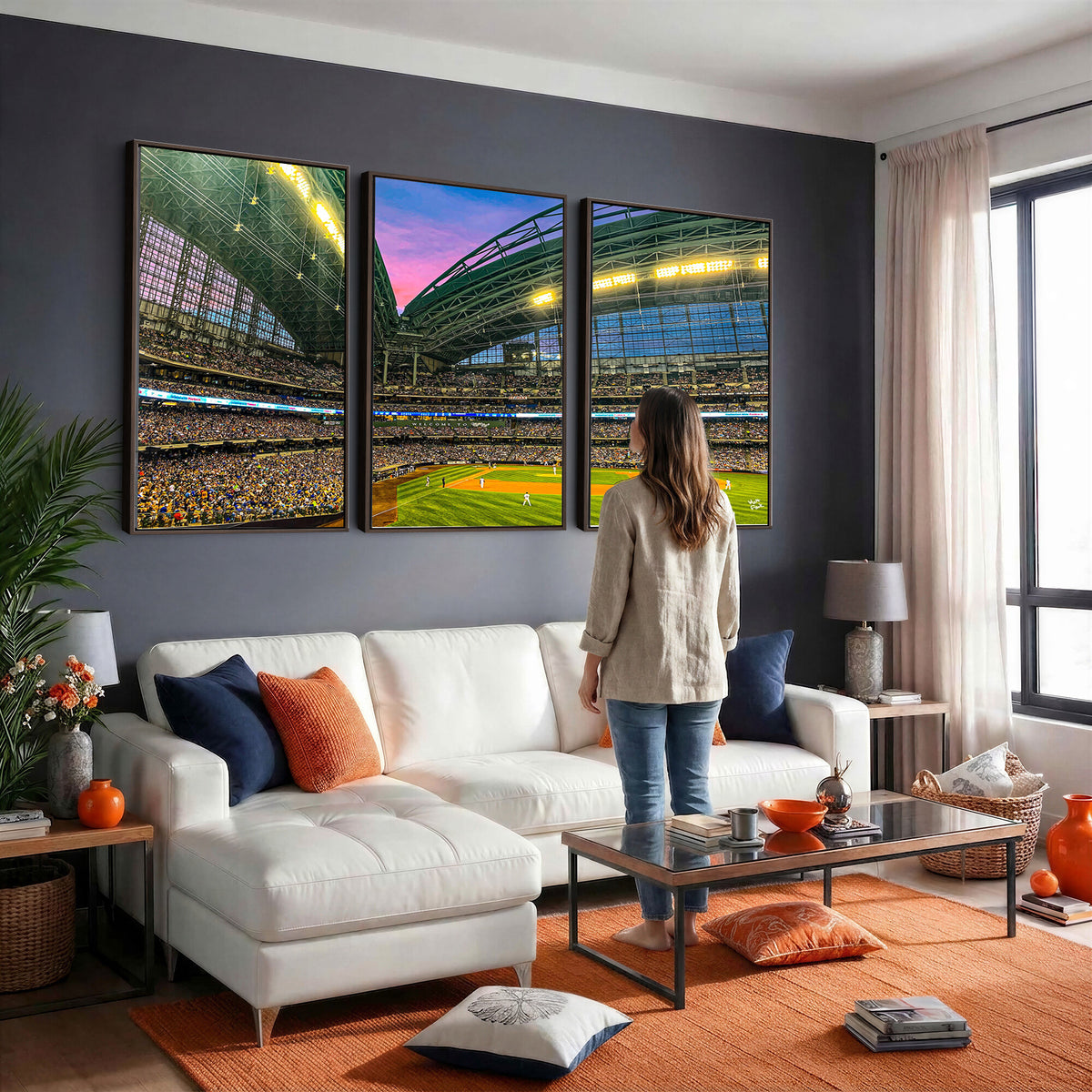 17006-MGV-CV-36X24 - Milwaukee Brewers Baseball Team Print Canvas, American Family Field Stadium Wall Art