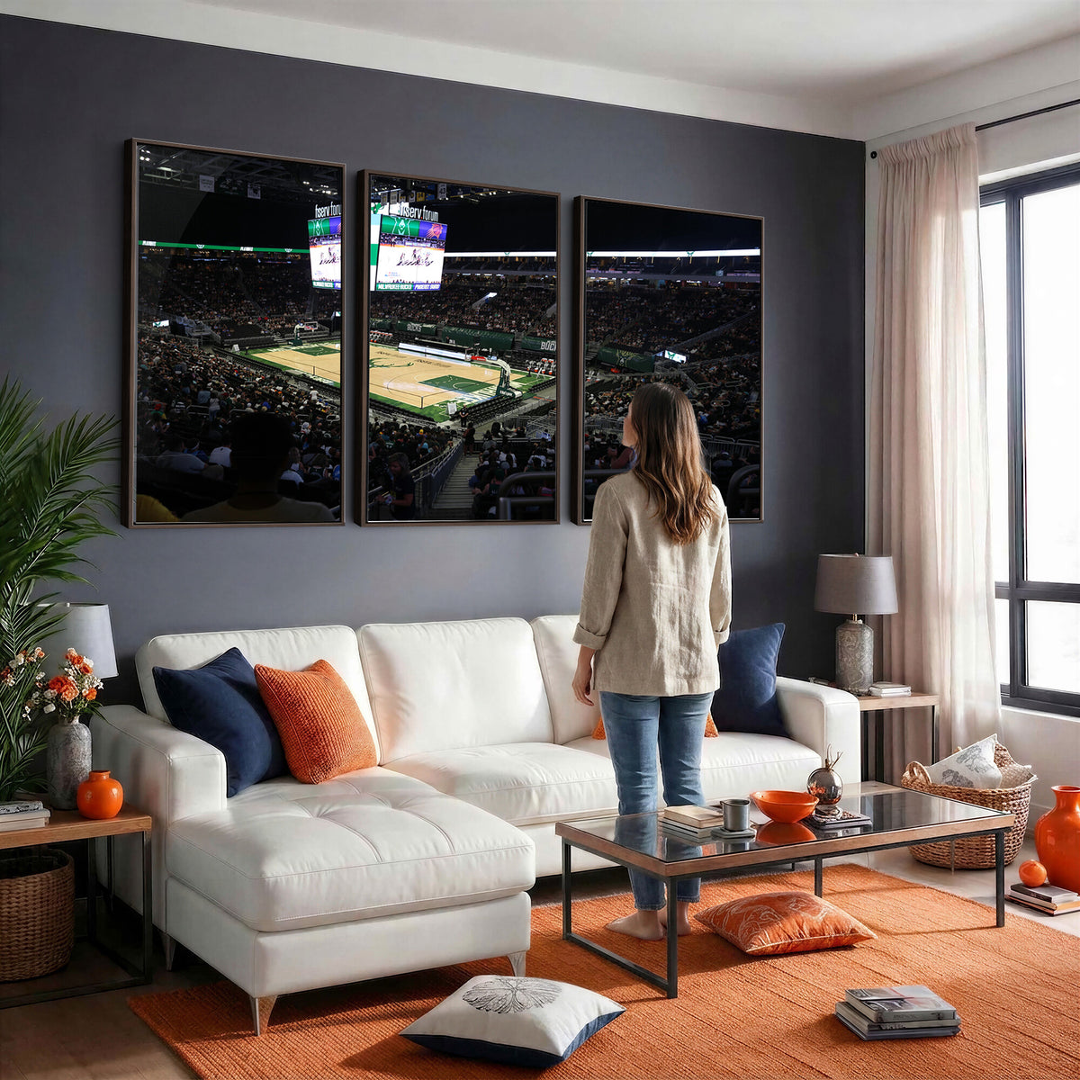 69882-MGV-CV-36X24 - Milwaukee Bucks Basketball Print, Fiserv Forum Stadium Wall Art
