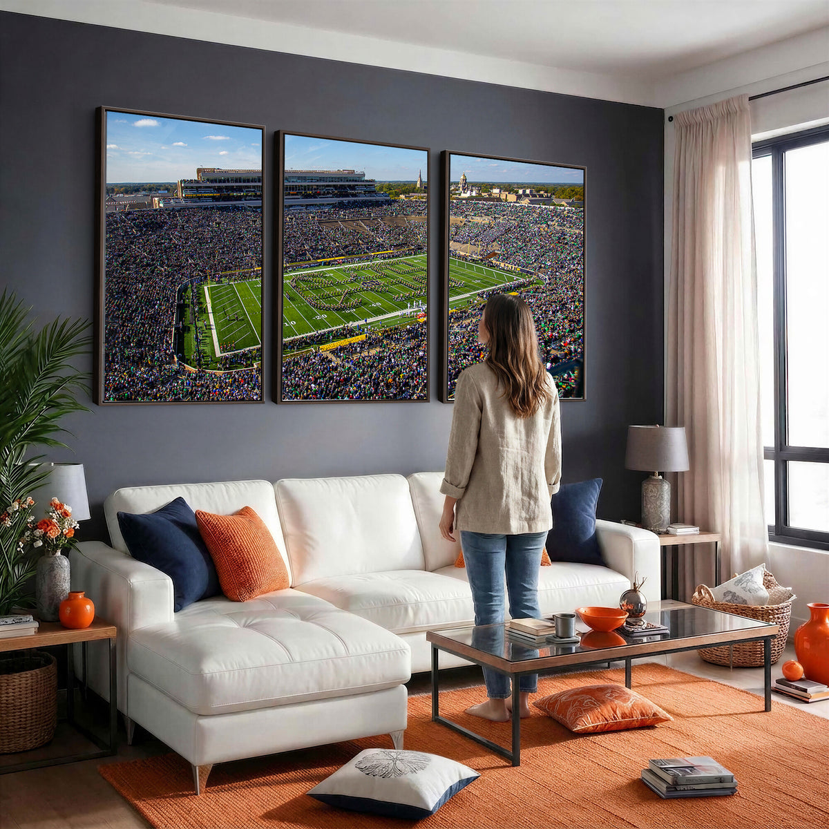 50114-MGV-CV-36X24 - Notre Dame Fighting Irish Football Team Print, Notre Dame Stadium Wall Art