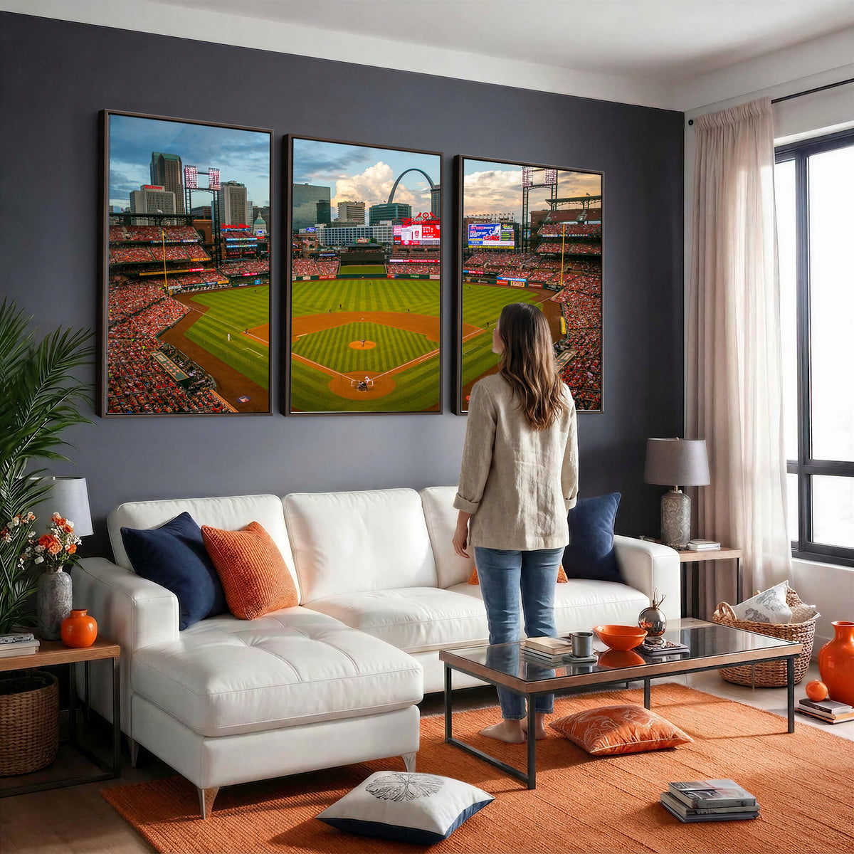 34054-MGV-CV-36X24 - St. Louis Cardinals Baseball Team Print, Busch Stadium Wall Art, Framed and Ready to Hang