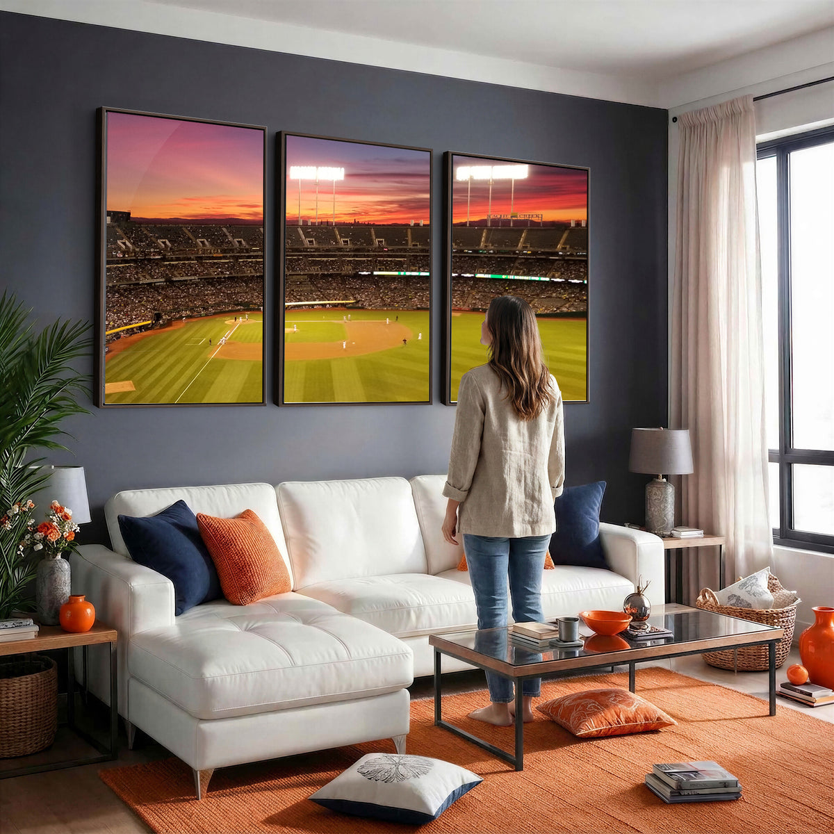 73718-MGV-CV-36X24 - Oakland Athletics Baseball Team Print, Oakland Coliseum