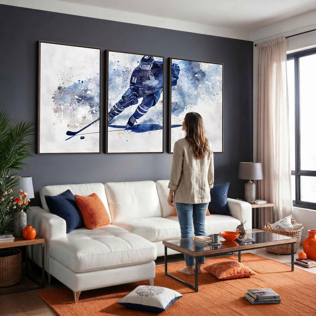 39795-MGV-CV-36X24 - Hockey Player Wall Art Canvas Print