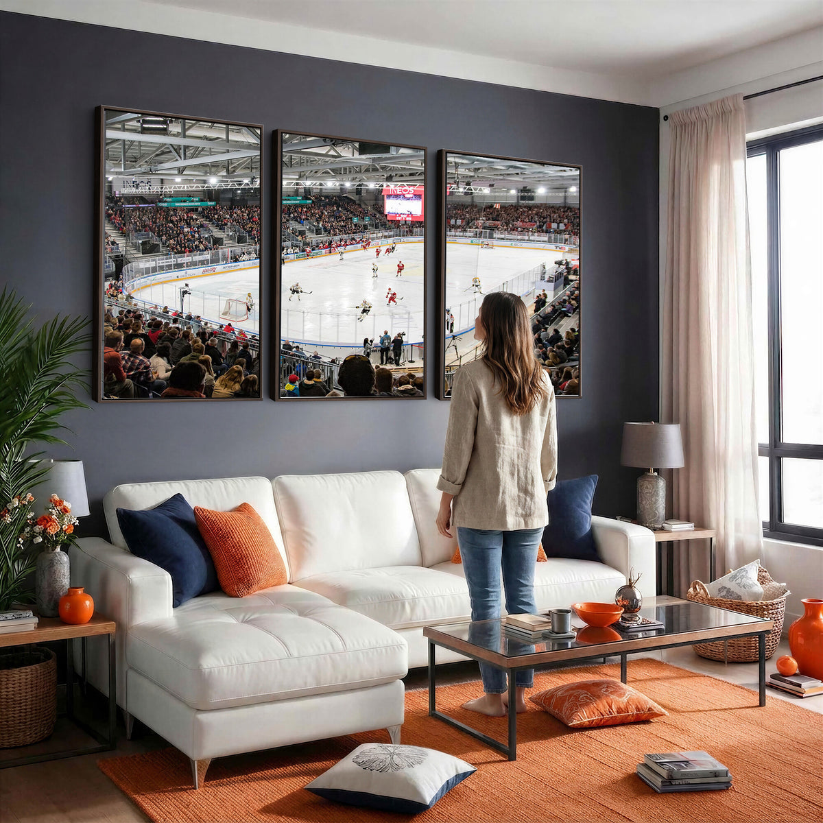 79352-MGV-CV-36X24 - Lausanne Arena Ice Hockey Stadium Wall Art Canvas Print