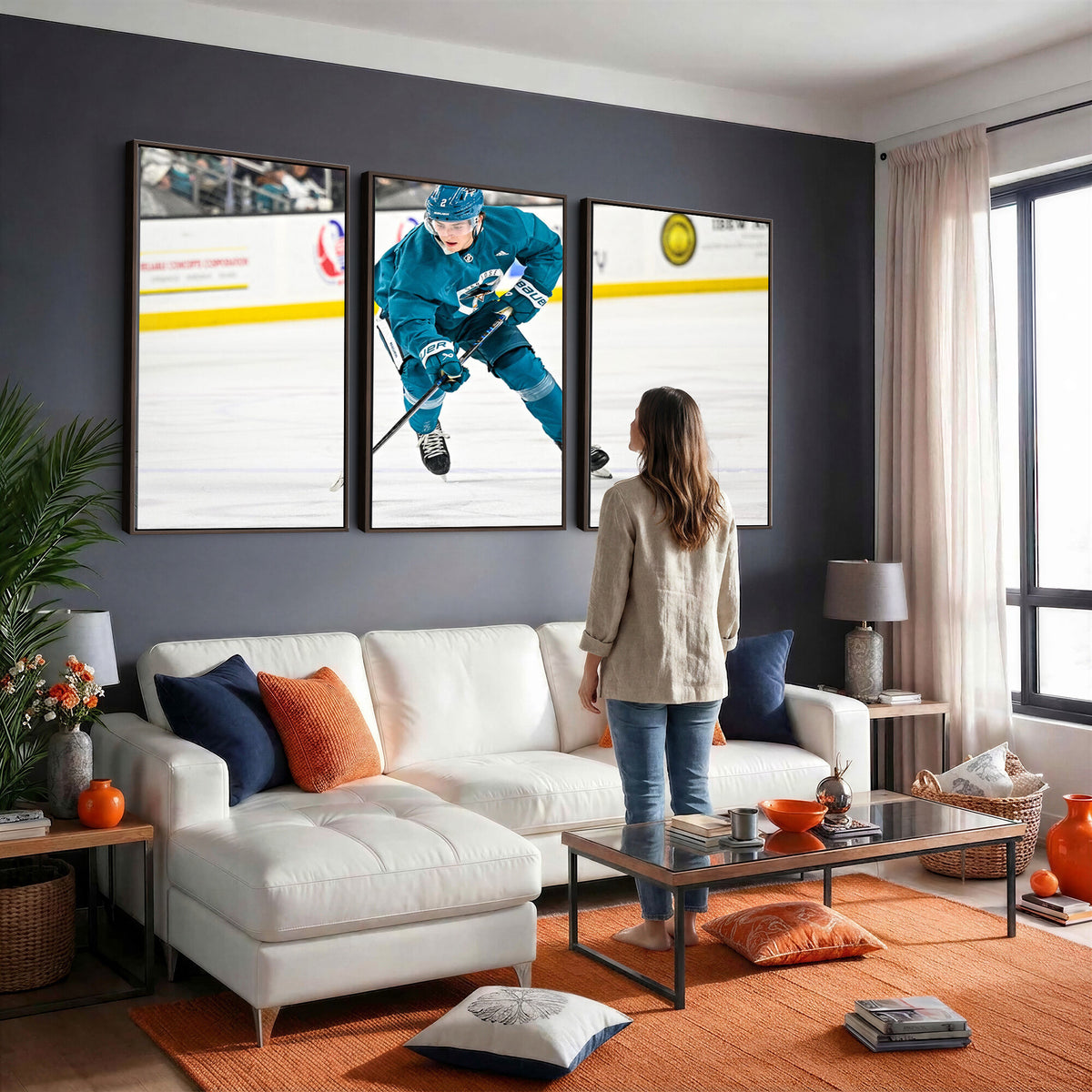 69179-MGV-CV-36X24 - San Jose Sharks Ice Hockey Player Wall Art Canvas Print