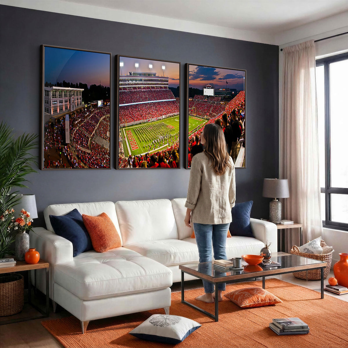 87655-MGV-CV-36X24 - NC State Wolfpack Football Team Print - Raleigh Carter-Finley Stadium Wall Art Canvas Print