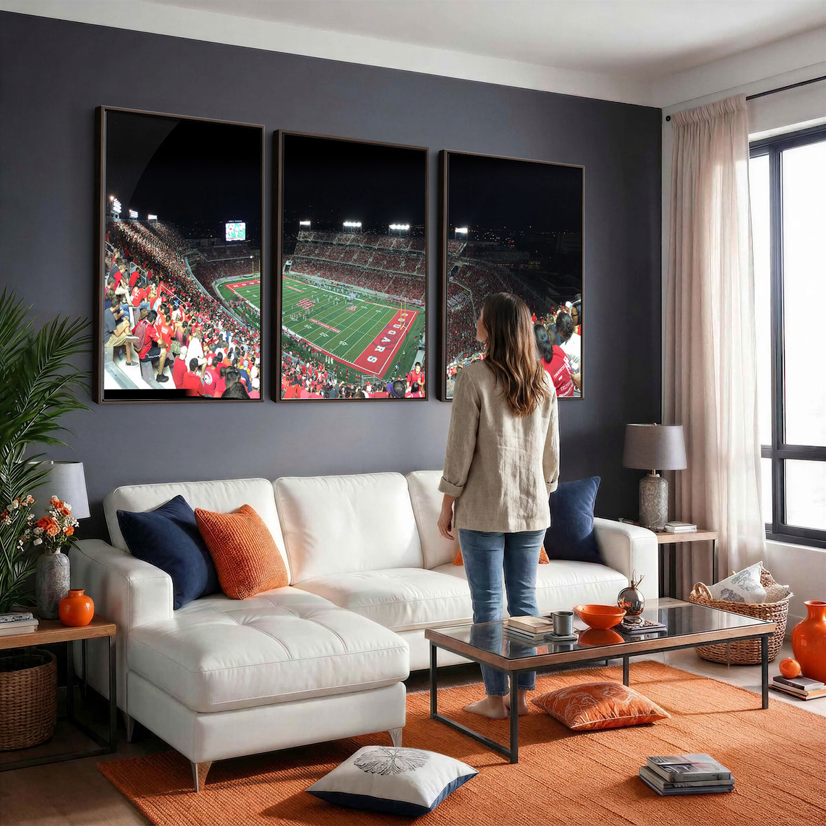 67036-MGV-CV-36X24 - Houston Cougars Football Team Print - Houston TDECU Stadium Wall Art Canvas Print