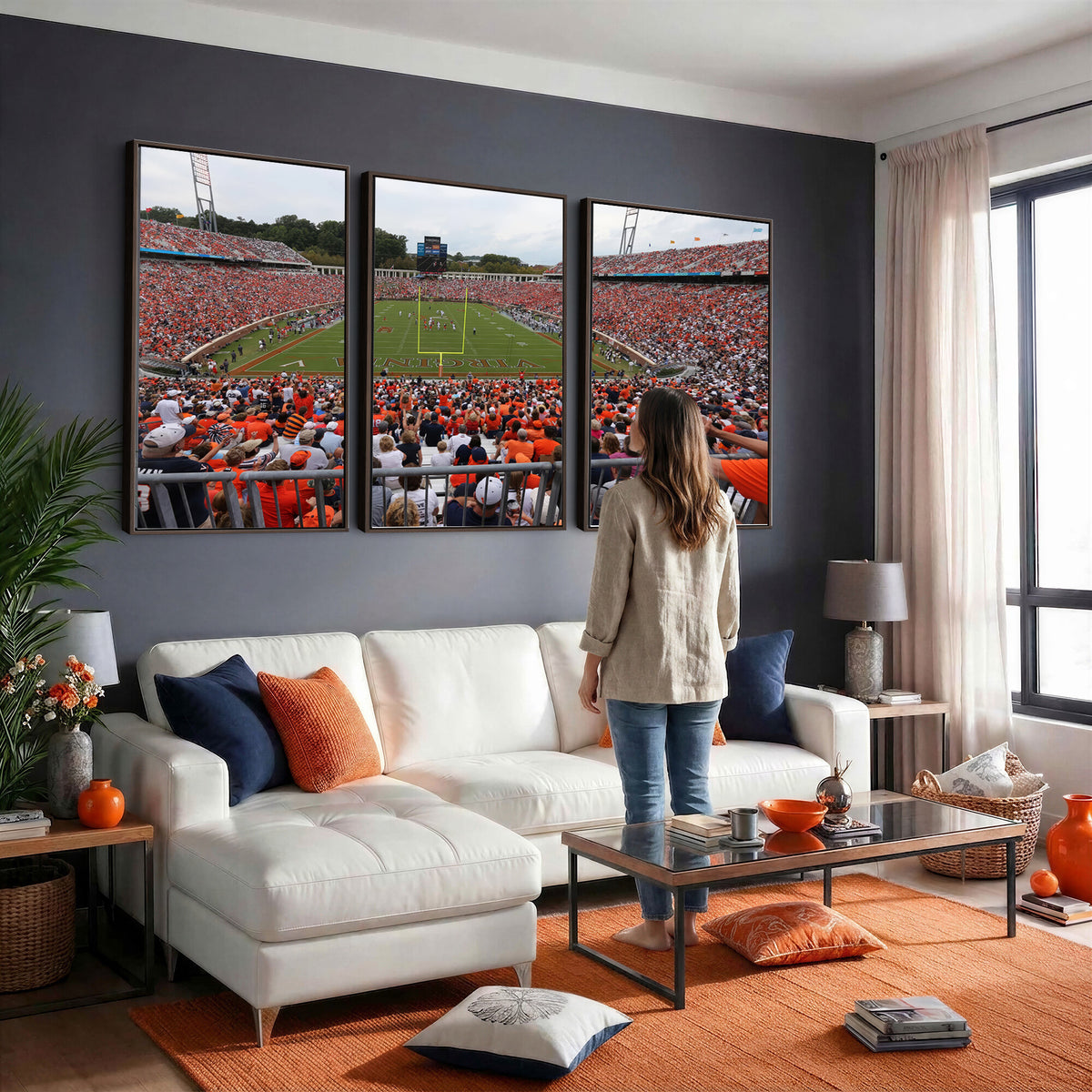 63606-MGV-CV-36X24 - Virginia Cavaliers Football Team Print, Charlottesville, Extra Large Game Room Wall Decor