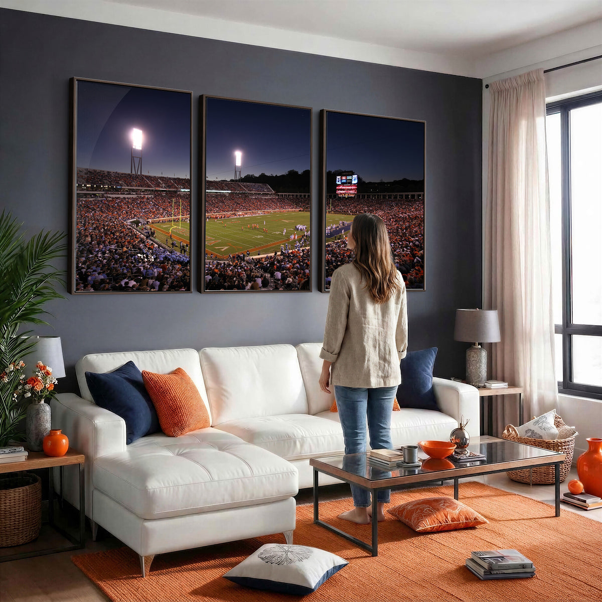 69378-MGV-CV-36X24 - Virginia Cavaliers Football Team Print - Charlottesville Scott Stadium Canvas Print Wall Art