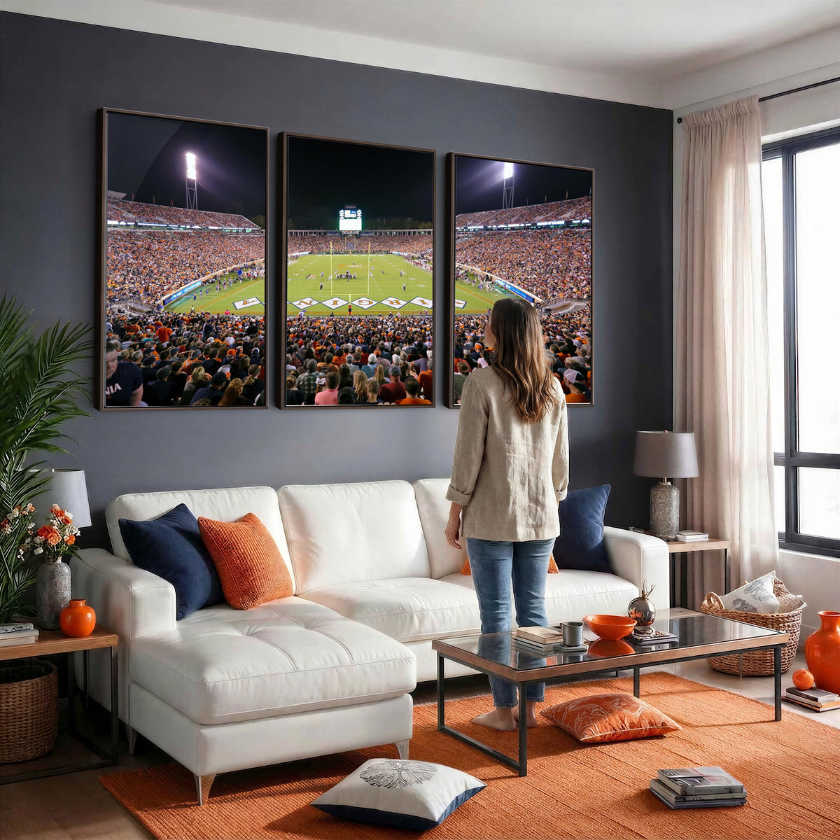 98441-MGV-CV-36X24 - Virginia Cavaliers Football Team Print - Charlottesville Scott Stadium Wall Art Canvas Print