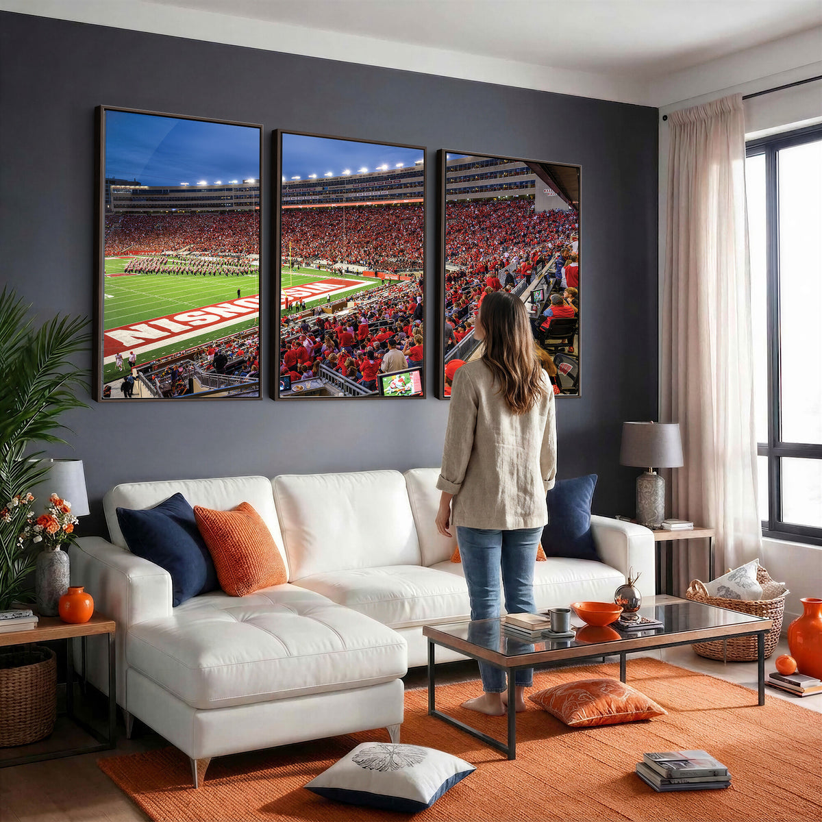 57601-MGV-CV-36X24 - Wisconsin Badgers Football Team Print - Madison Camp Randall Stadium Wall Art, Wisconsin Badgers