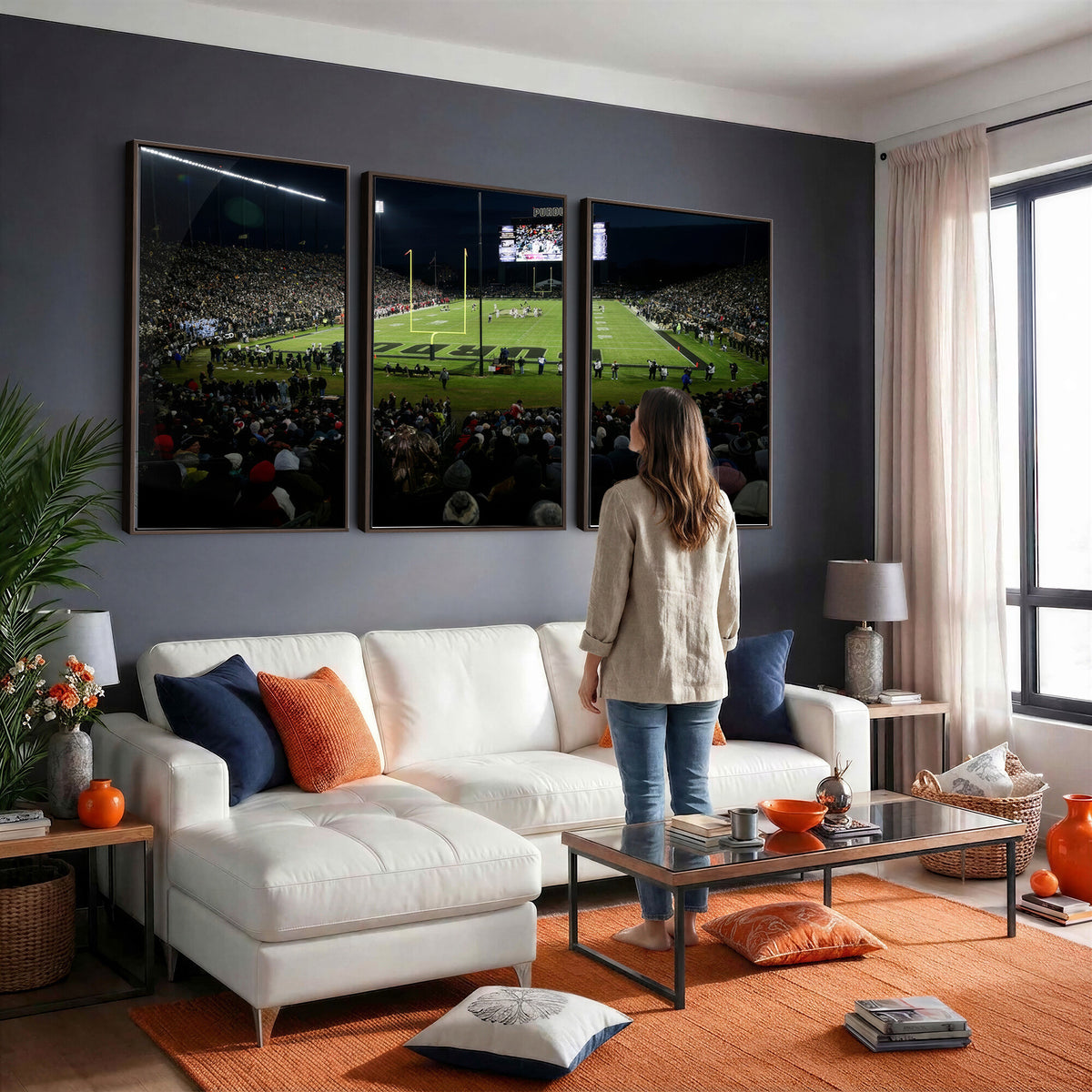 60140-MGV-CV-36X24 - Purdue Boilermakers Football Team Print - West Lafayette Ross–Ade Stadium Wall Art Canvas Print