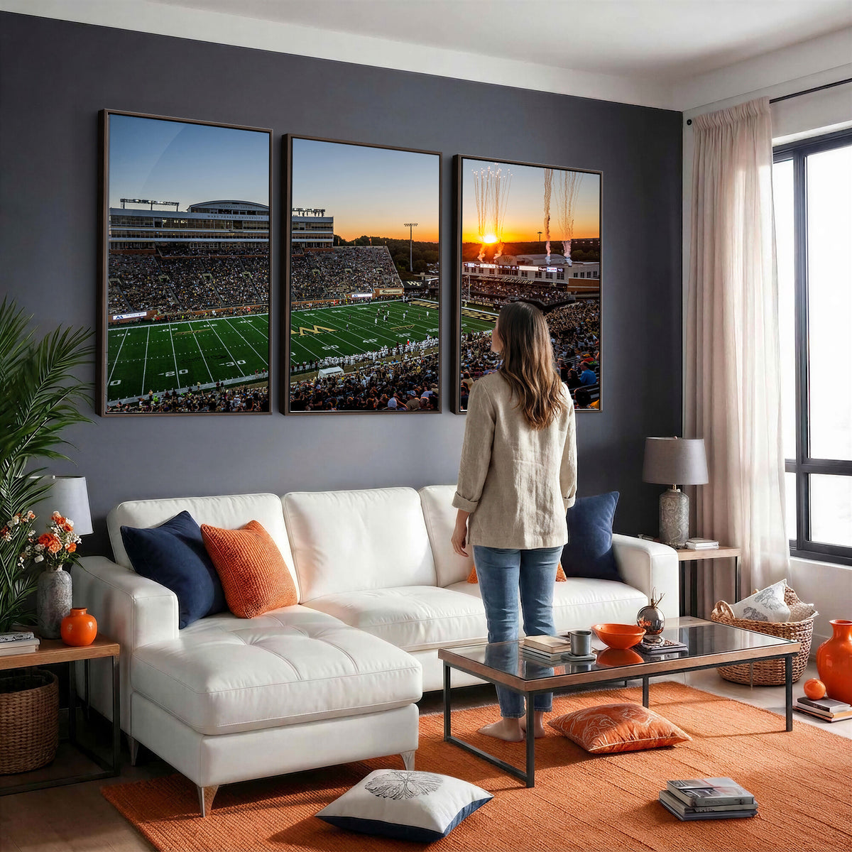 29253-MGV-CV-36X24 - Demon Deacons Football Team Print Canvas- Winston-Salem Allegacy Federal Credit Union Stadium Wall