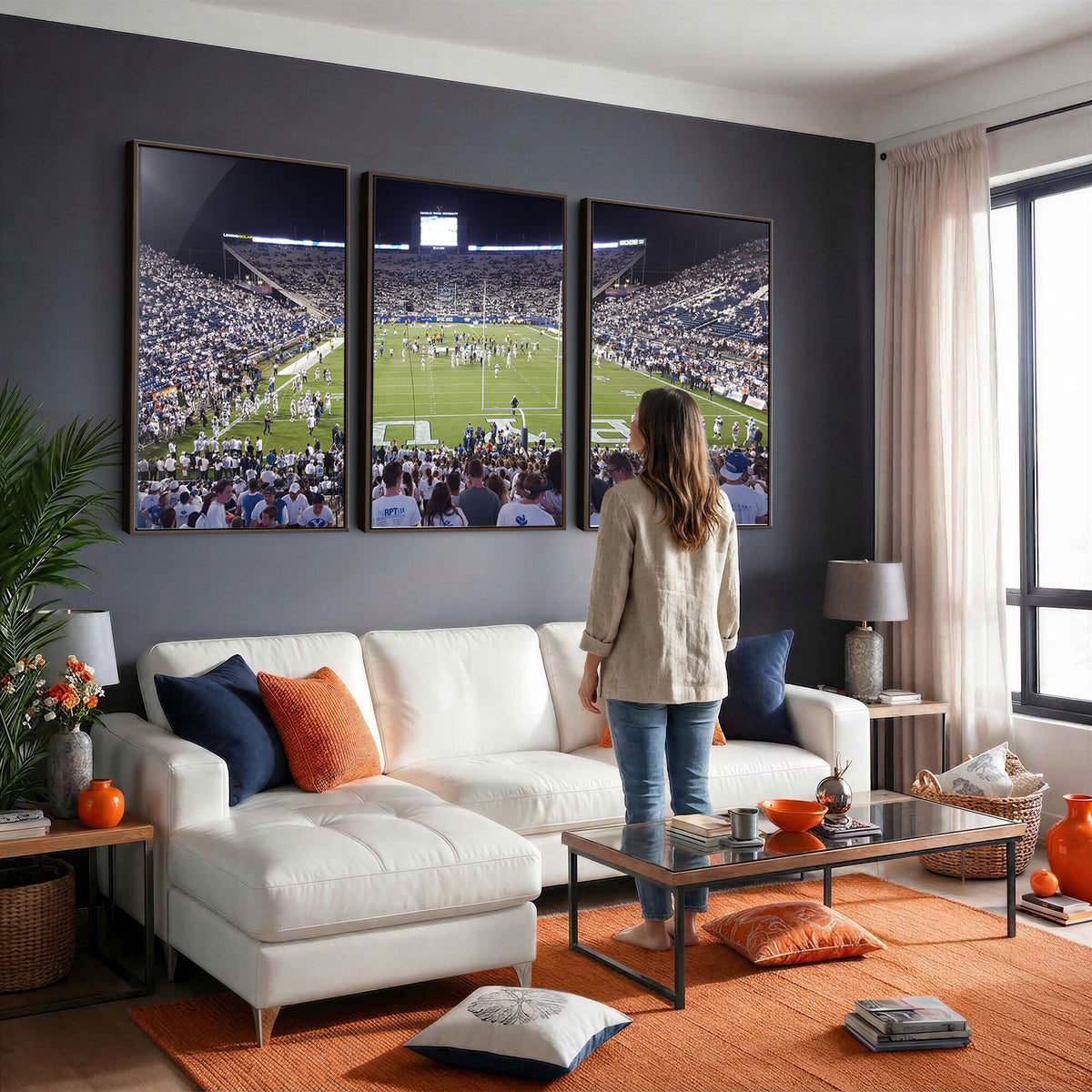 65036-MGV-CV-36X24 - Brigham Young University Cougars Football Print Canvas - Provo LaVell Edwards Stadium Wall Art