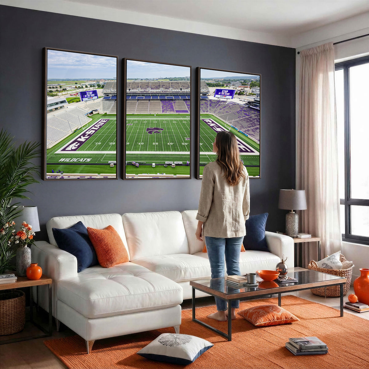 29452-MGV-CV-36X24 - KState Wildcats Football Team Print - Manhattan Bill Snyder Family Football Stadium Wall Art Canvas