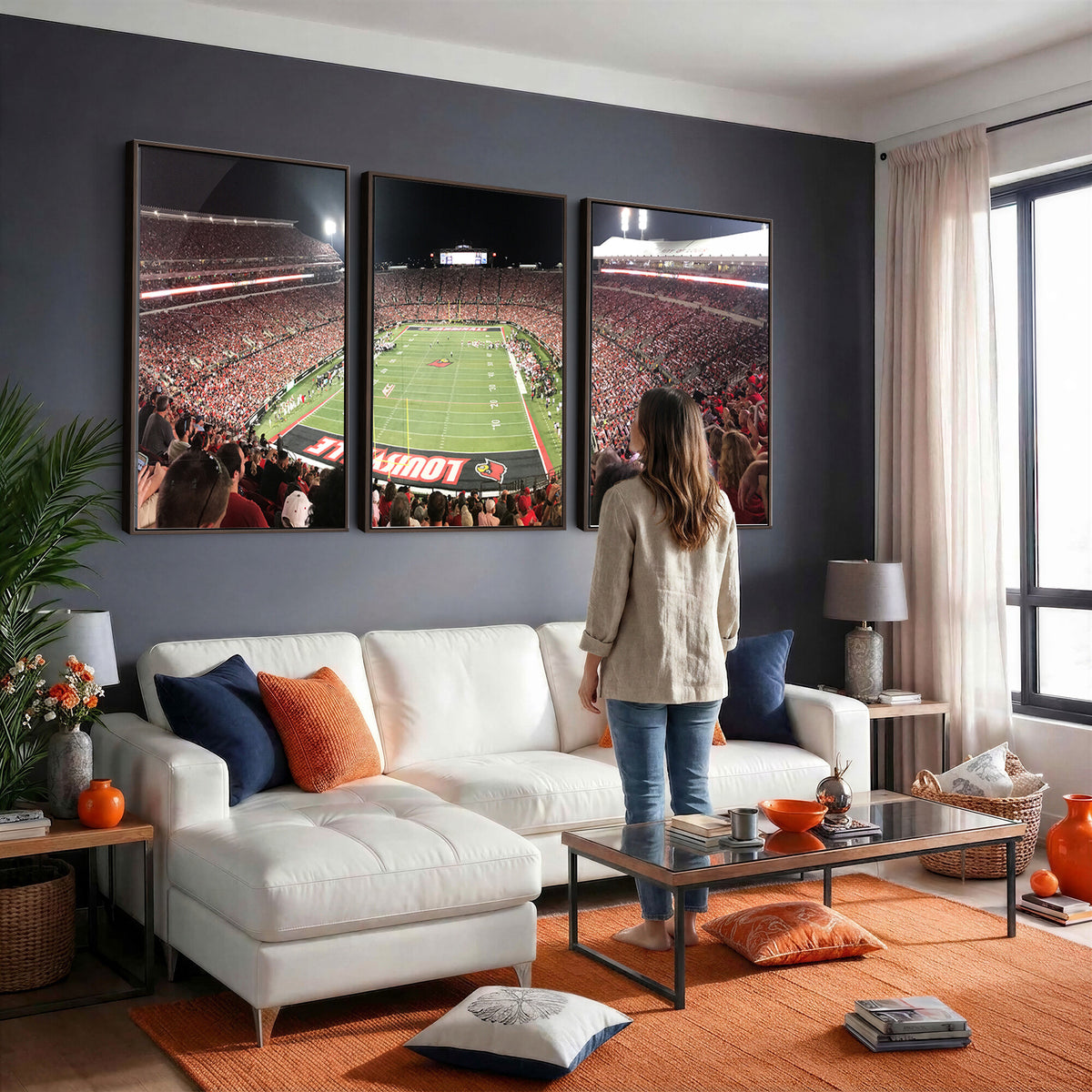 52267-MGV-CV-36X24 - University of Louisville Cardinals Football Team Print - Louisville Cardinal Stadium Wall Art Canvas