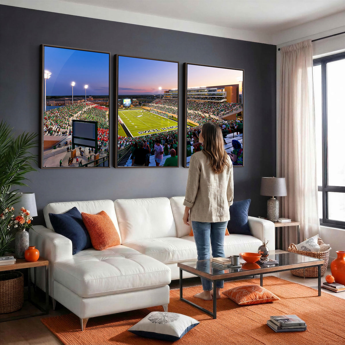 25916-MGV-CV-36X24 - University of North Texas Mean Green Football Team Print - Denton DATCU Stadium Canvas Print Wall