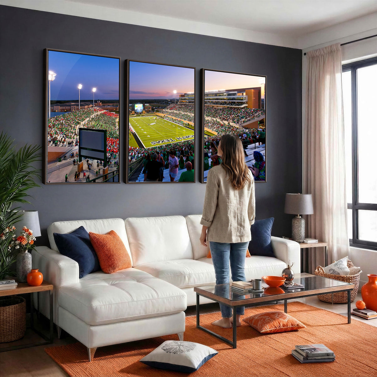 81582-MGV-CV-36X24 - University of North Texas Mean Green Football Team Print - Denton DATCU Stadium Wall Art Canvas