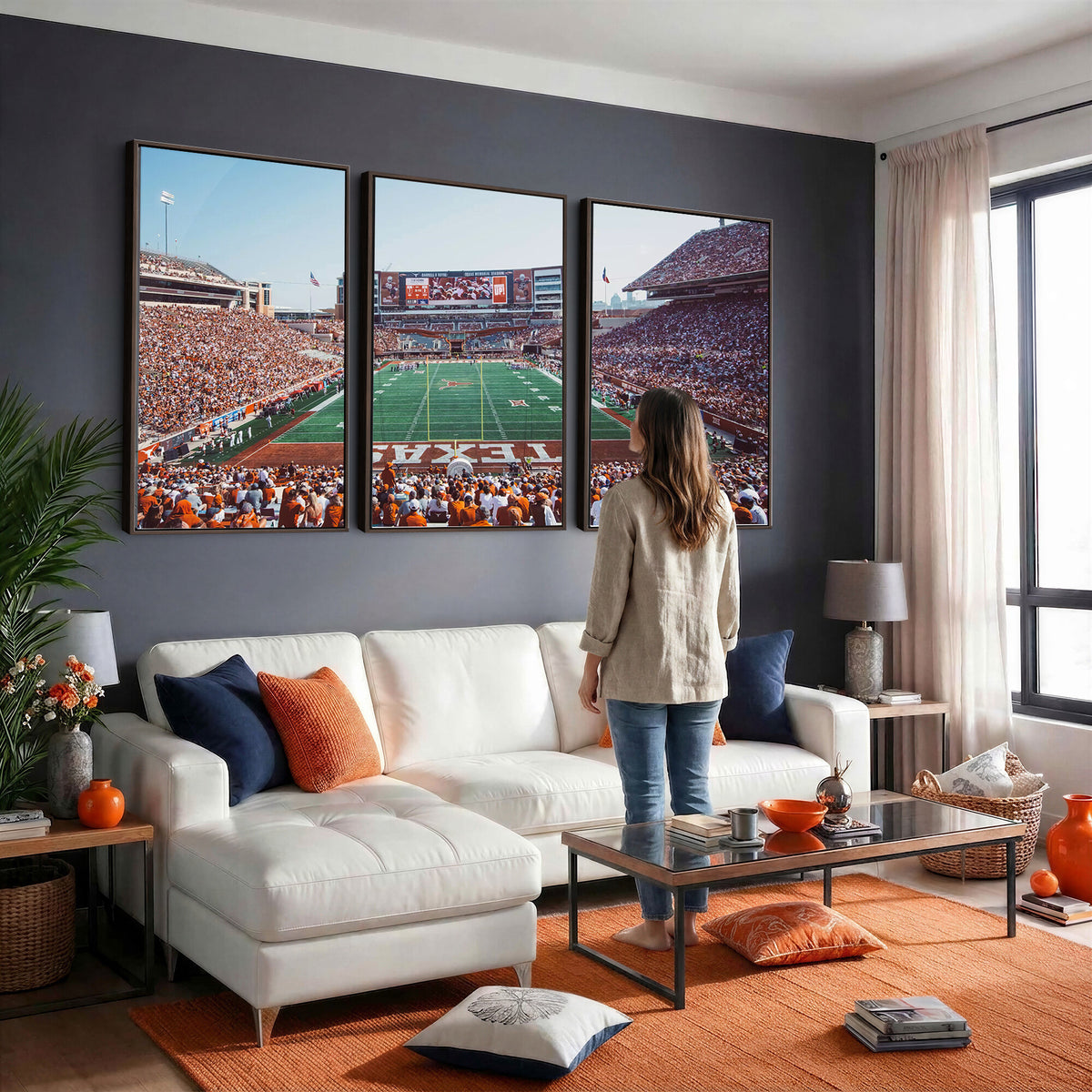 14826-MGV-CV-36X24 - Framed Texas Memorial Stadium Canvas, University of Texas Longhorns Football Team Print - Austin