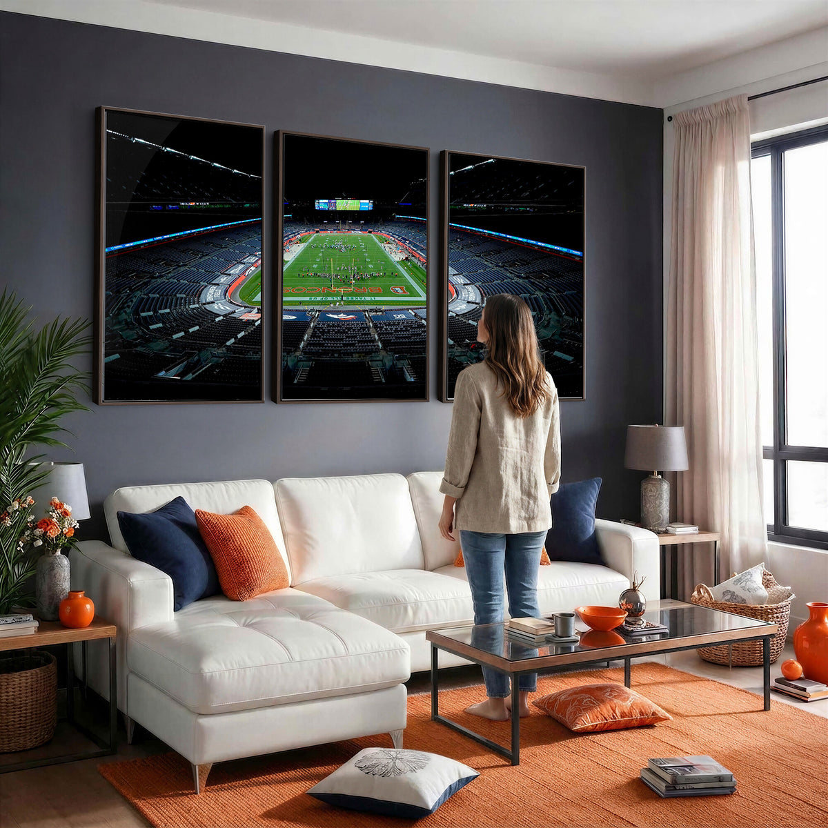 14797-MGV-CV-36X24 - Denver Broncos Football Team Print Canvas- Denver Empower Field at Mile High Stadium Wall Art Canvas