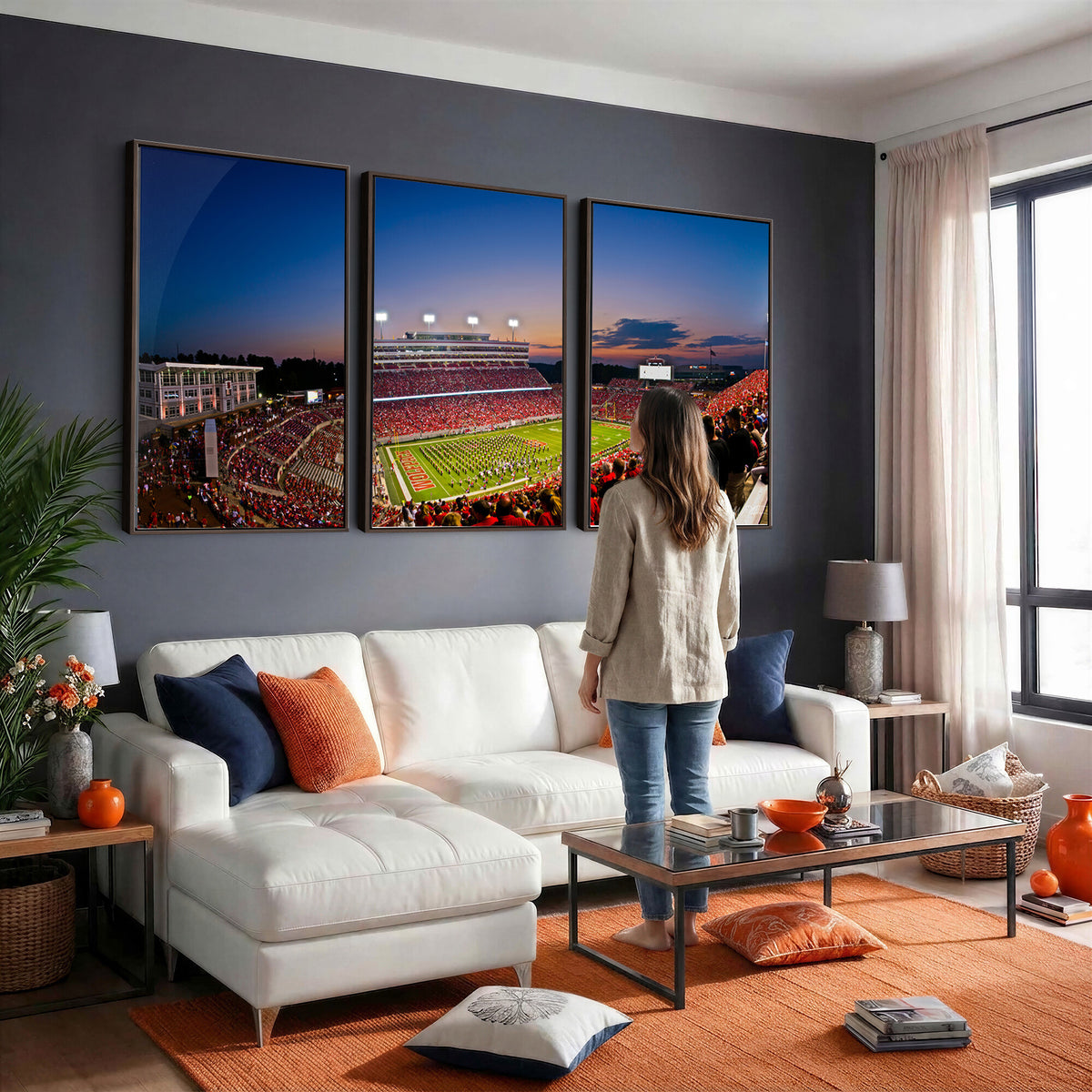 76202-MGV-CV-36X24 - Wolfpack Football Team Wall Art Print - Raleigh Carter-Finley Stadium Wall Art Canvas Print