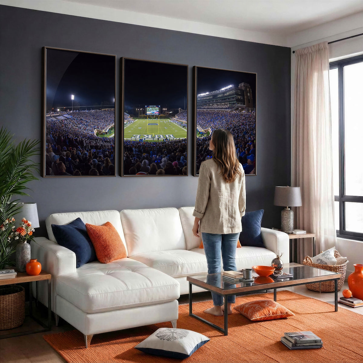 21070-MGV-CV-36X24 - Duke University Blue Devils Football Team Print - Durham Wallace Wade Stadium Wall Art Canvas Print