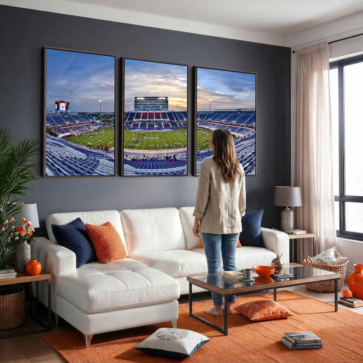 69559-MGV-CV-36X24 - Florida Atlantic University Owls Football Team Print - Boca Raton FAU Stadium Wall Art Canvas Print