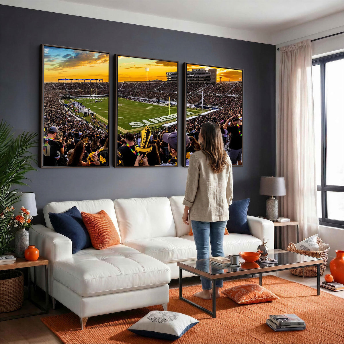 66803-MGV-CV-36X24 - UCF Knights Football Team Print - Orlando FBC Mortgage Stadium, UCF Knights Wall Art Canvas Print