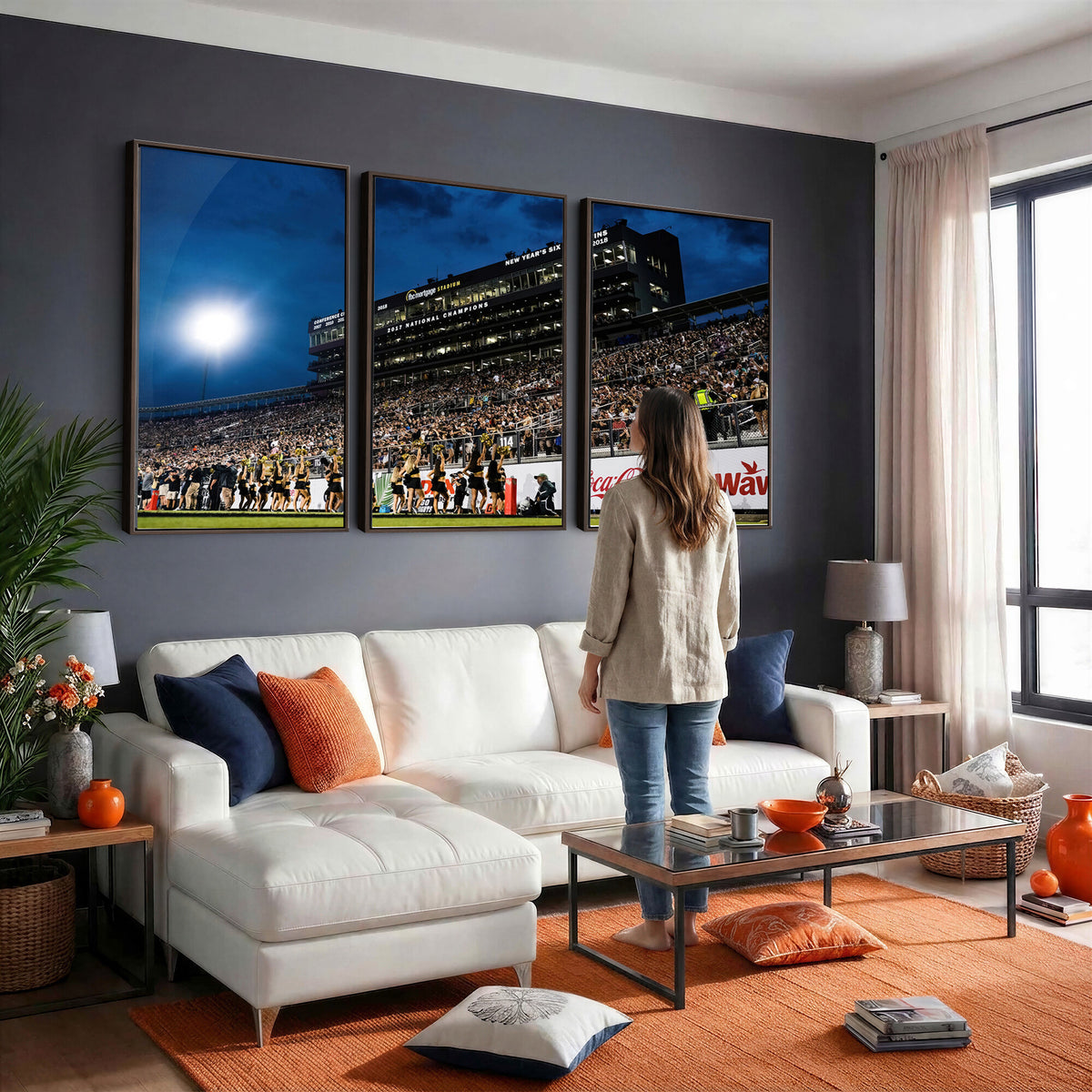 40217-MGV-CV-36X24 - UCF Knights Football Team Print - Orlando FBC Mortgage Stadium Wall Art Canvas Print