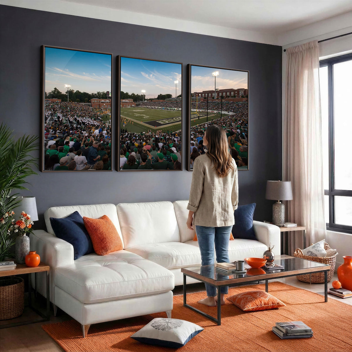 12290-MGV-CV-36X24 - University of Charlotte 49ers Football Team Print - Charlotte Jerry Richardson Stadium Wall Art