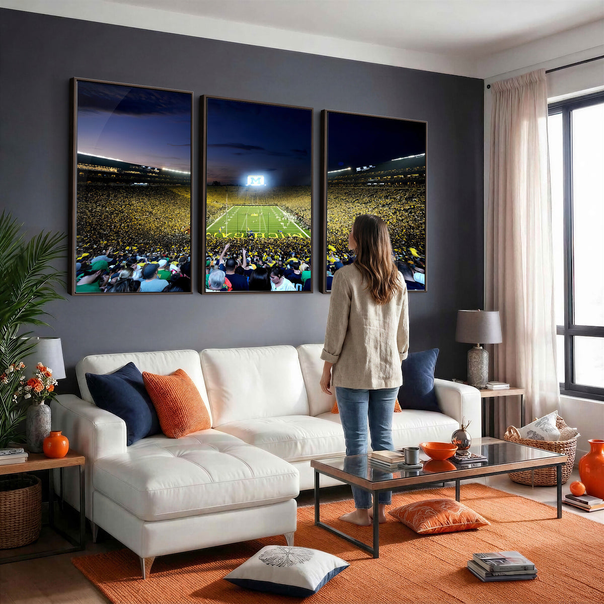 22115-MGV-CV-36X24 - University of Michigan Wolverines Football Team Print - Ann Arbor Michigan Stadium Canvas Print