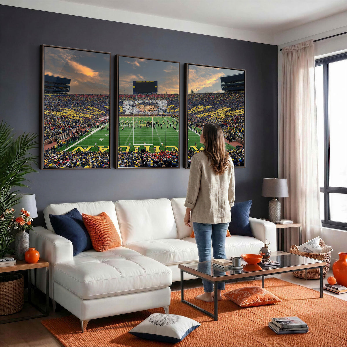 81843-MGV-CV-36X24 - University of Michigan Wolverines Print Canvas, Football Team Print - Ann Arbor Michigan Stadium