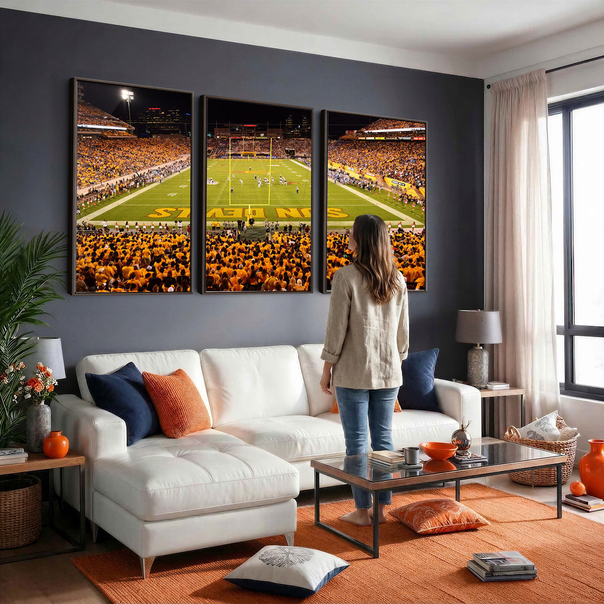 21588-MGV-CV-36X24 - ASU Sun Devils Football Team Print - Phoenix Mountain America Stadium Wall Art Canvas Print