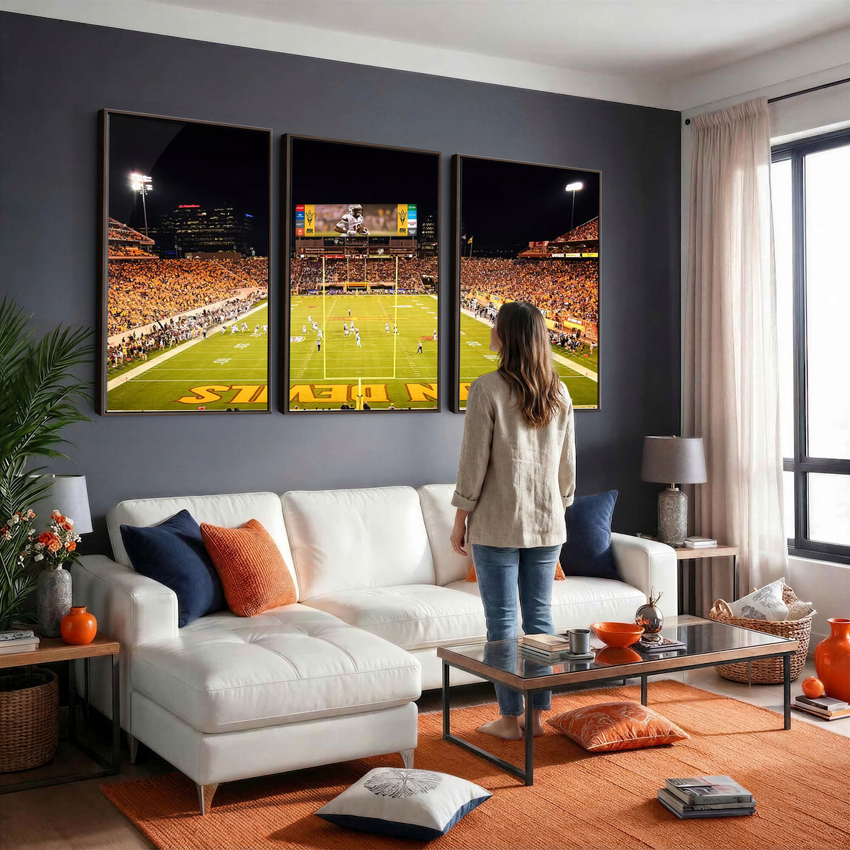 87612-MGV-CV-36X24 - ASU Sun Devils Football Team Print - Phoenix Mountain America Stadium Canvas Print