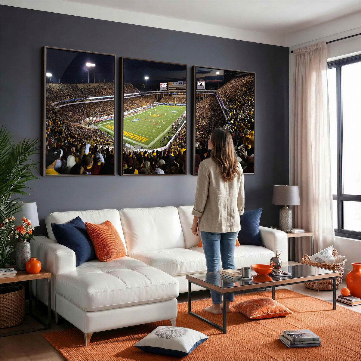 75716-MGV-CV-36X24 - ASU Sun Devils Football Team Print Canvas - Phoenix Mountain America Stadium Wall Art Canvas Print