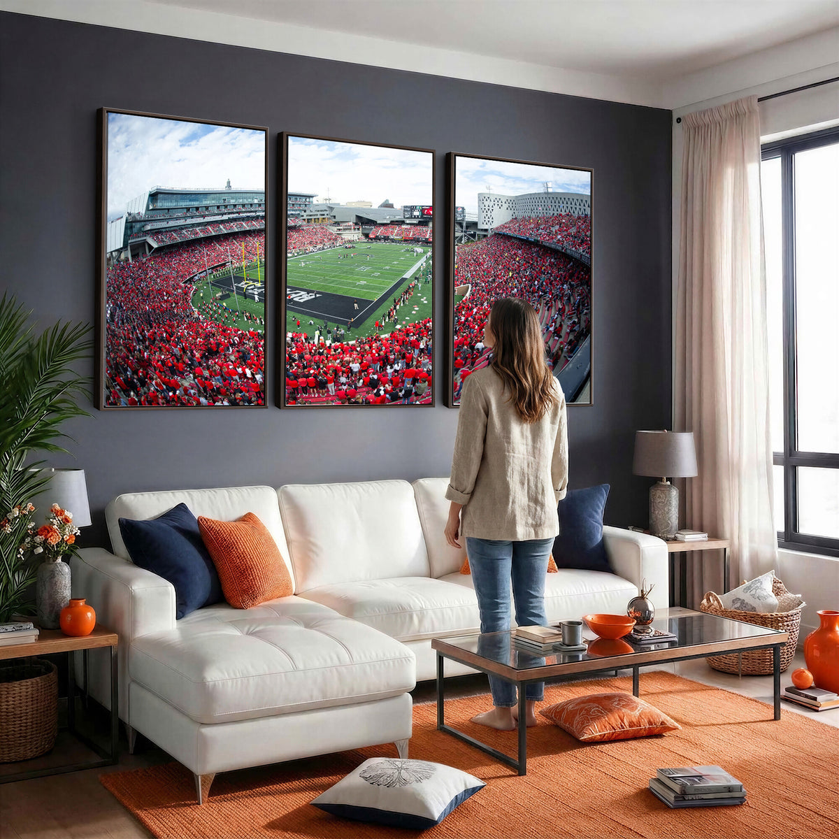 54070-MGV-CV-36X24 - Cincinnati Bearcats Football Team Print - Nippert Stadium Wall Art Canvas Print