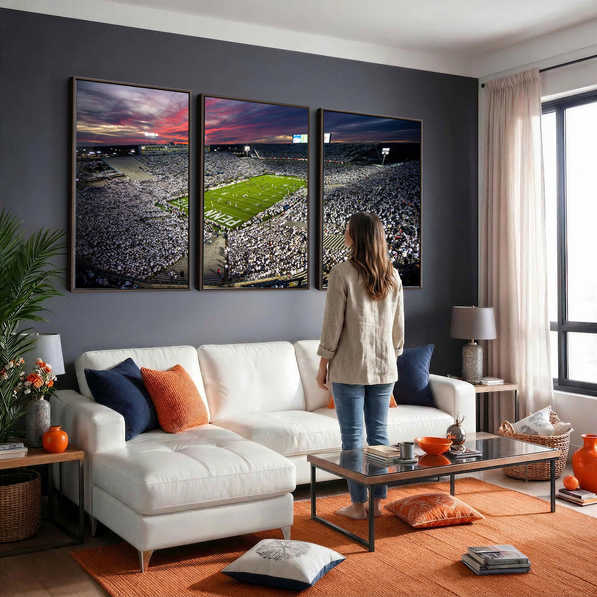 37304-MGV-CV-36X24 - Penn State Nittany Lions Football Team Print - University Park Beaver Stadium Art Canvas Print