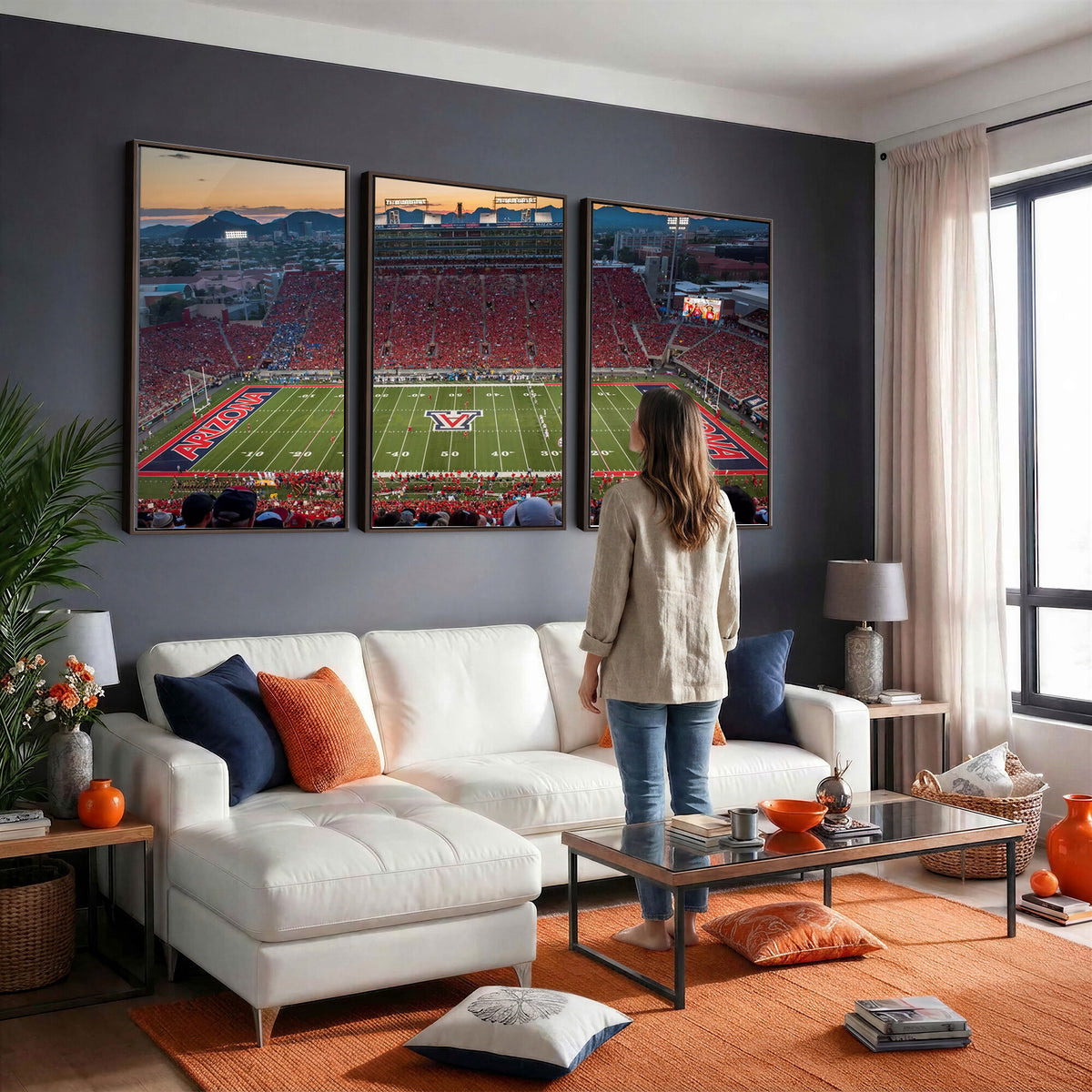 45563-MGV-CV-36X24 - Arizona Wildcats Football Team Print - Tucson Arizona Stadium Wall Art Canvas Print