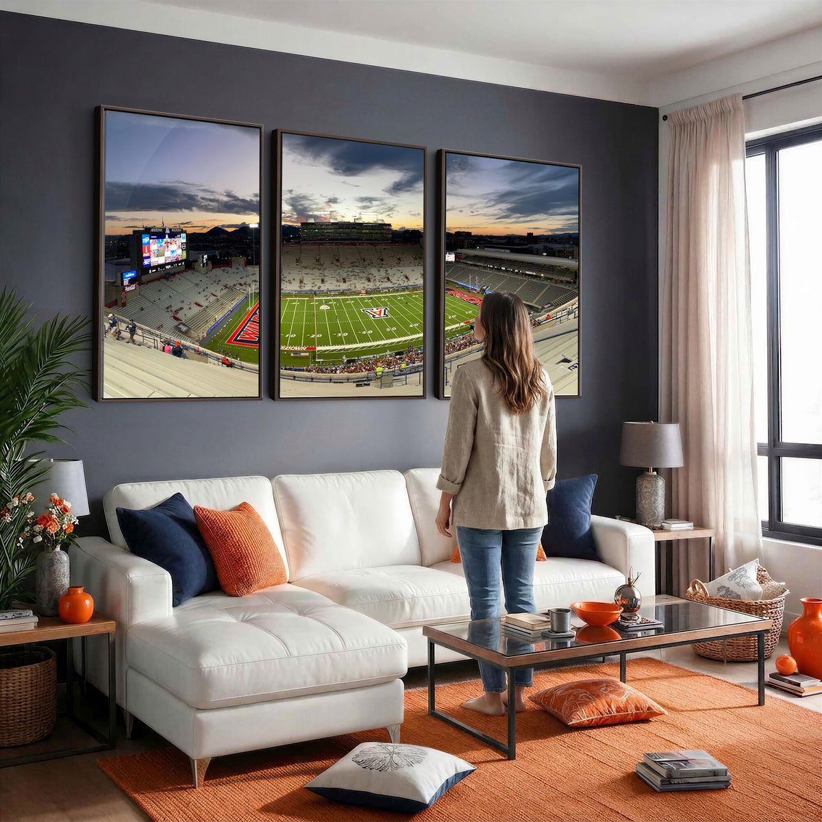 24339-MGV-CV-36X24 - Arizona Wildcats Football Team Print - Tucson Arizona Stadium Wall Art Canvas Print