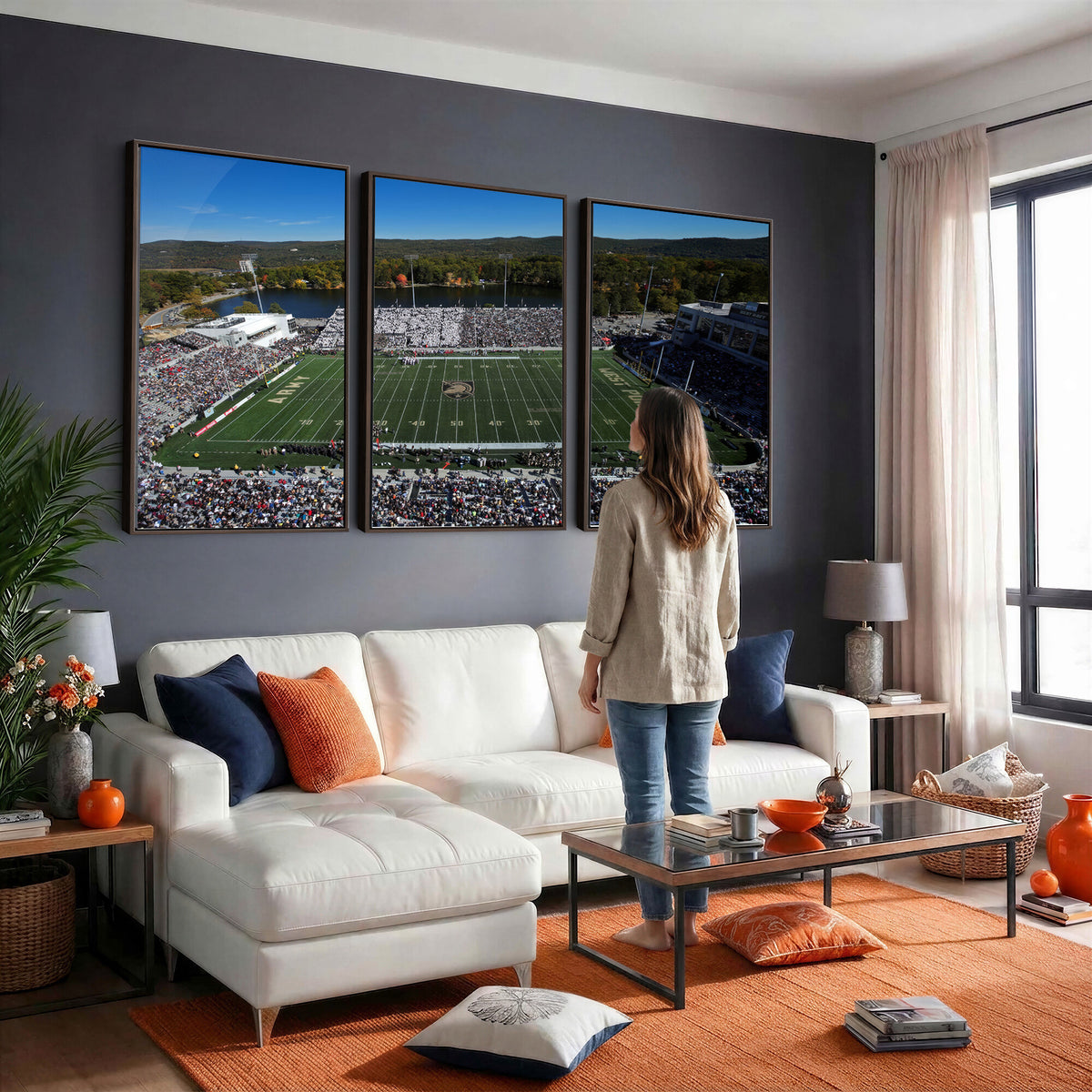 52056-MGV-CV-36X24 - Army Black Knights Football Team Print - West Point Michie Stadium Wall Art Canvas Print