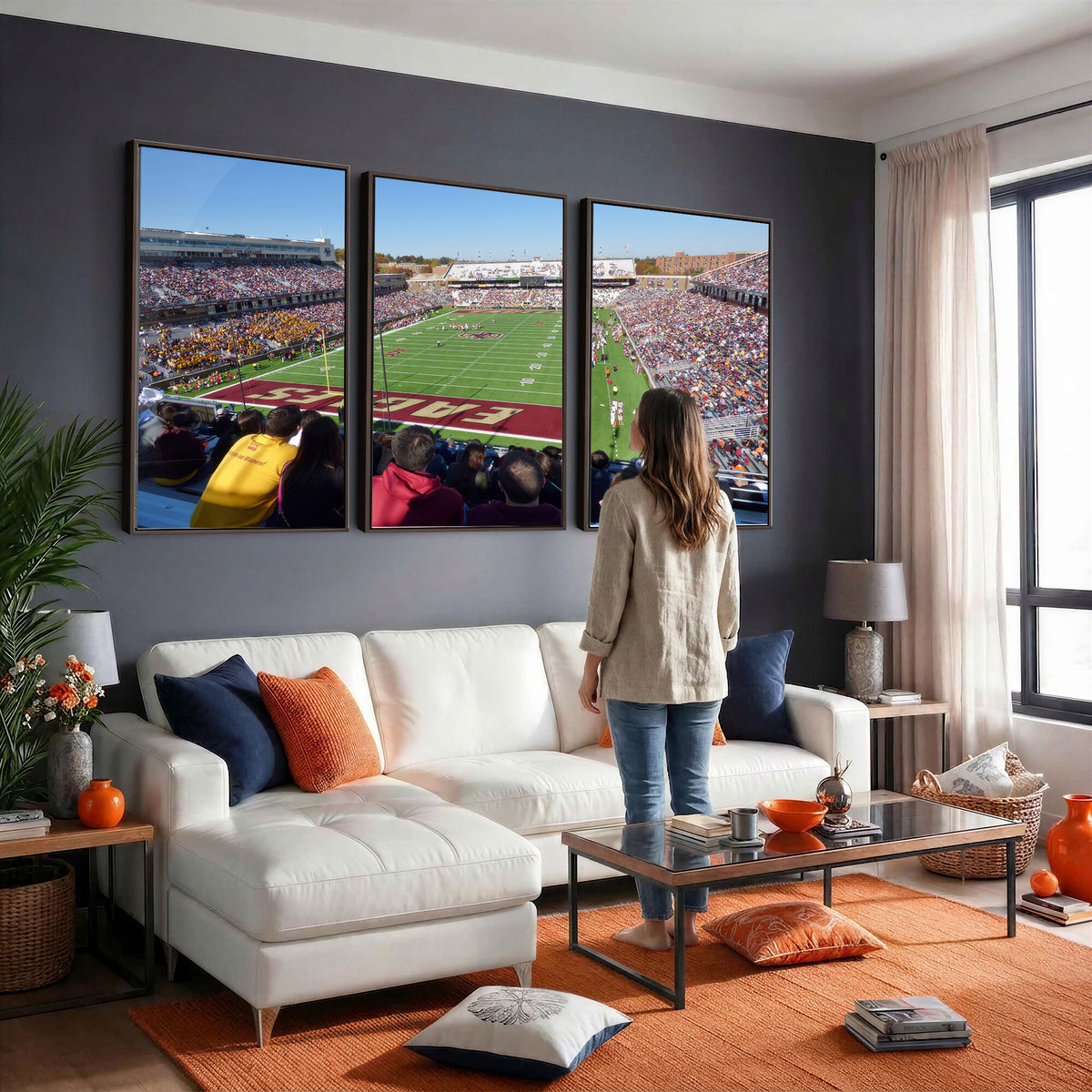 78117-MGV-CV-36X24 - Boston College Eagles Football Team Print - Boston Alumni Stadium Wall Art Canvas Print