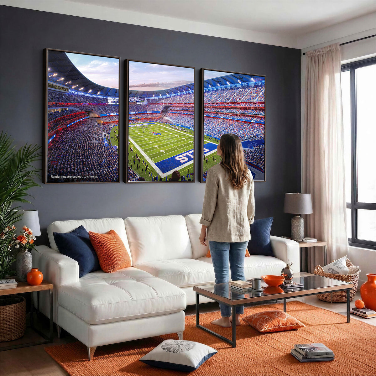 57873-MGV-CV-36X24 - Buffalo Bills Football Team Print Canvas - Buffalo Highmark Stadium Wall Art Canvas Print