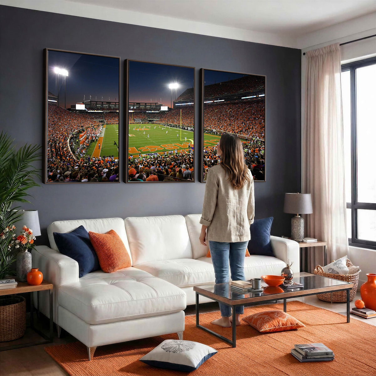 32340-MGV-CV-36X24 - Clemson University Tigers Art Print, Football Team Print