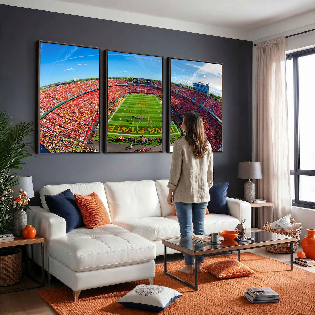 36706-MGV-CV-24X16 - Iowa State University Cyclones Football Team Print, Ames, Framed and Ready to Hang