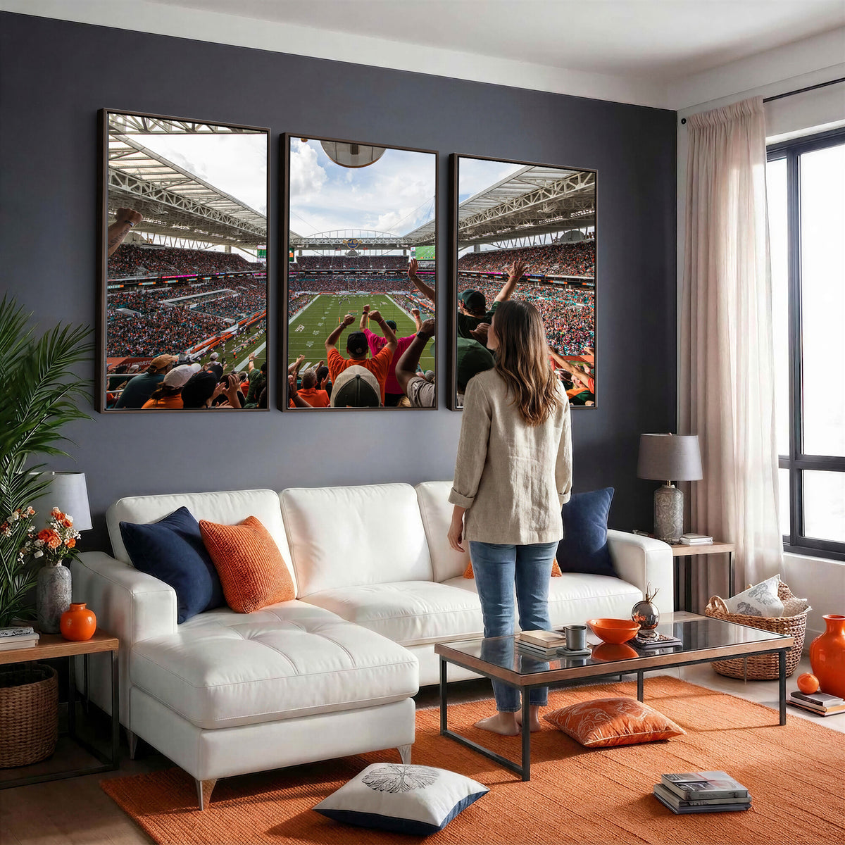 66239-PAN-FL-20X10 - Miami Hurricanes Football Team Wall Art Print - Miami Hard Rock Stadium Wall Art Canvas Print