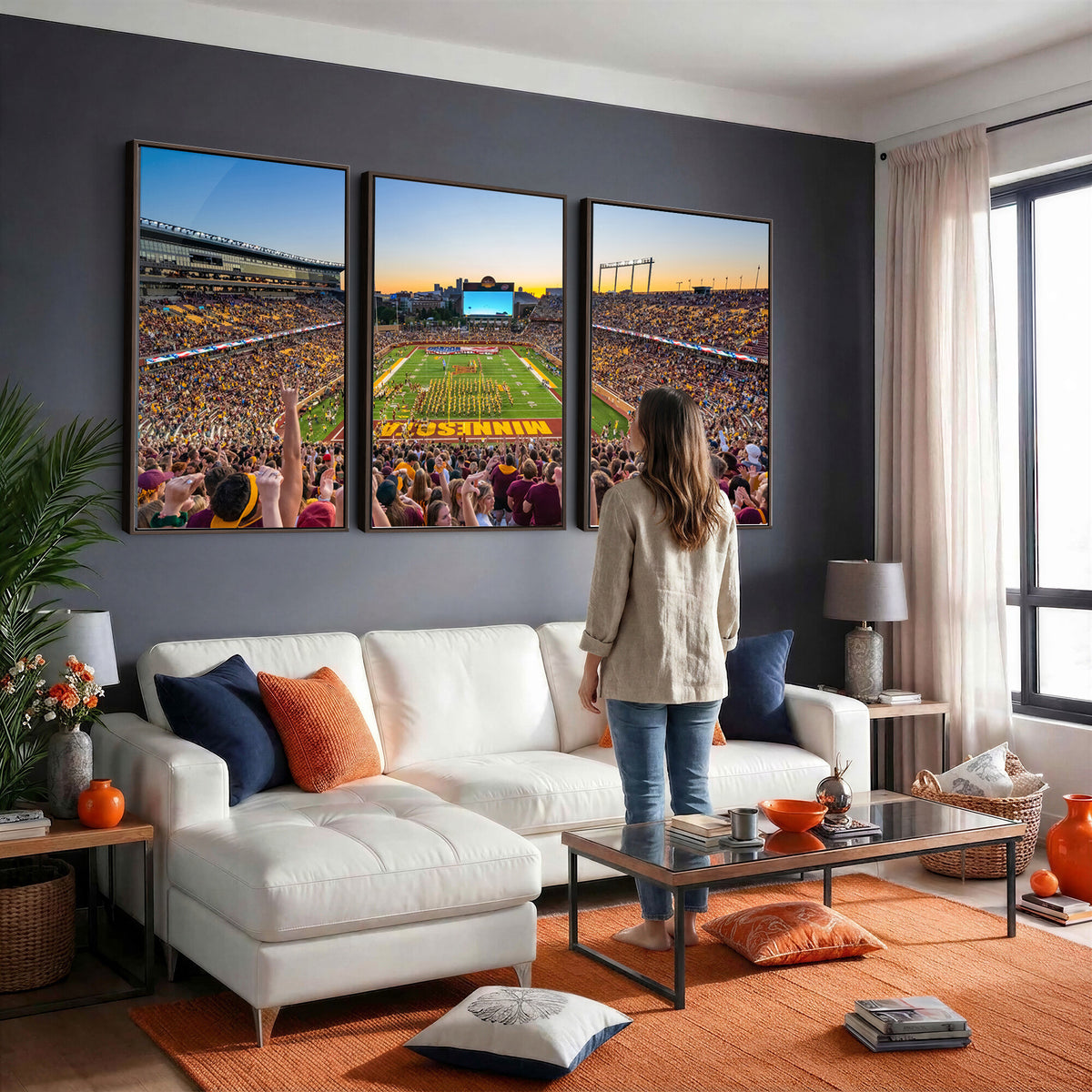 63452-PAN-FL-20X10 - University of Minnesota Golden Gophers Football Team Print - Minneapolis Huntington Bank Stadium