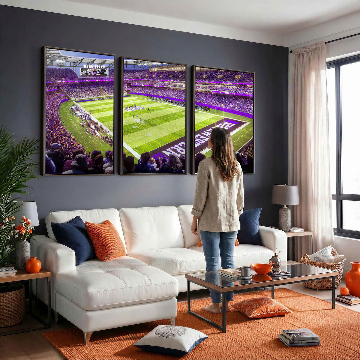 81245-MGV-CV-36X24 - Northwestern University Wildcats Football Team Print - Evanston Ryan Field Wall Art Canvas Print
