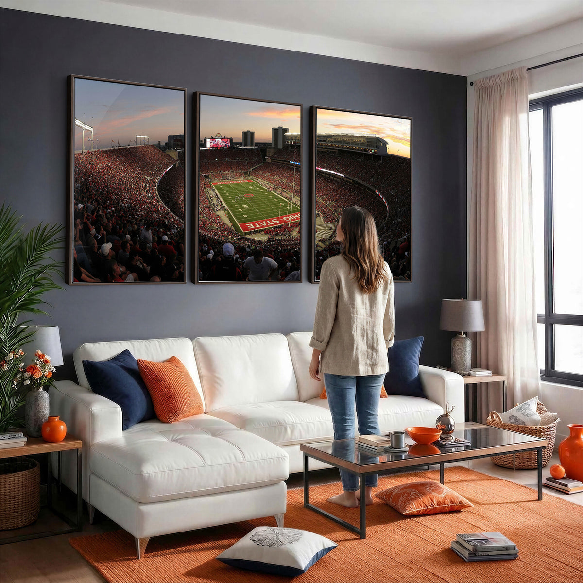 28825-PAN-FL-20X10 - Ohio State University Buckeyes Football Team Print - Columbus Ohio Stadium Wall Art Canvas Print