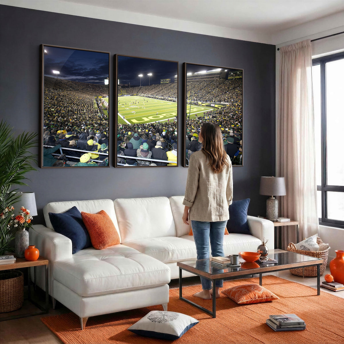 48756-PAN-FL-20X10 - University of Oregon Ducks Football Team Print - Eugene Autzen Stadium Wall Art Canvas Print